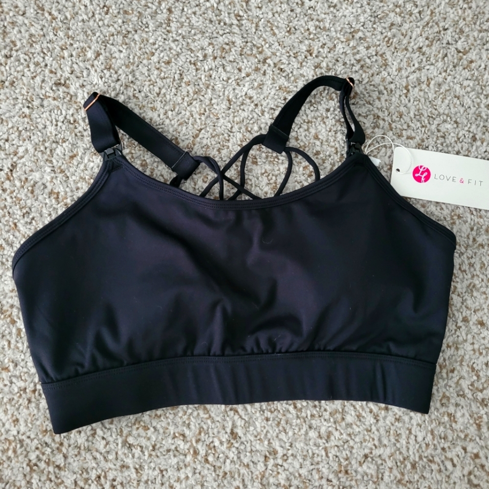 Black Nursing And Pumping Sports Bra